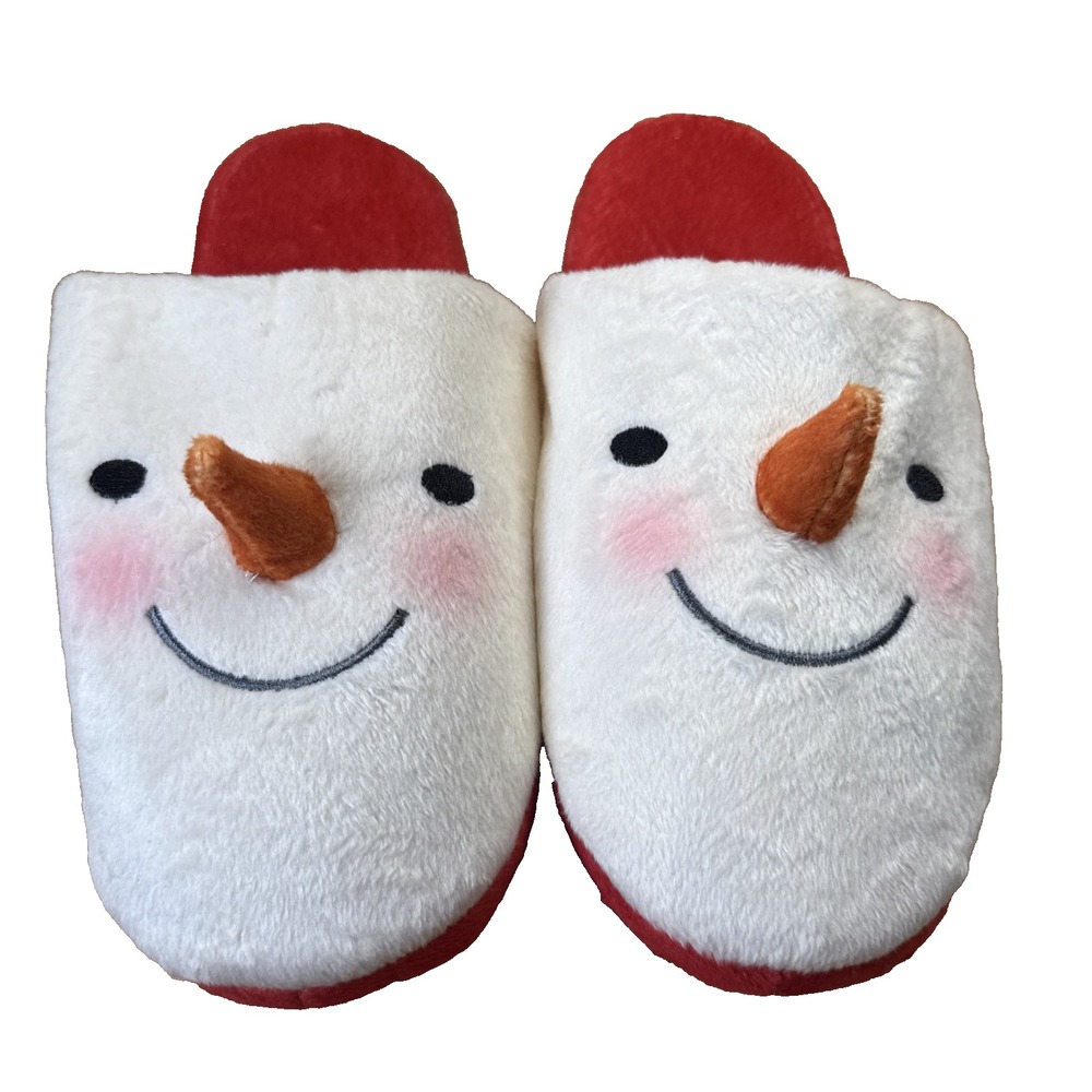 Hallmark Red and White Snowman Plush Slippers NWOT Size Women's 7/8